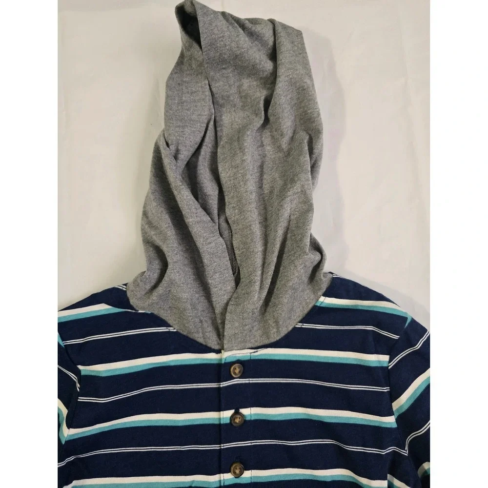Carters Boys 3T 2pc Outfit Set Striped Hooded Henley and Brown Jogger Pants NEW